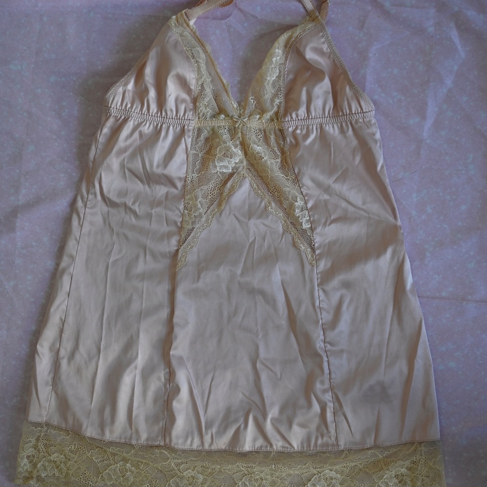 Blush Pink Lingerie Mini Slip Dress L